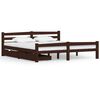 vidaXL Bed Frame without Mattress Dark Brown Solid Pinewood 180x200 cm