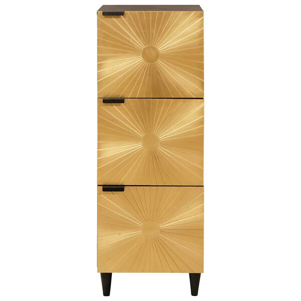 vidaXL Side Cabinet Black and Gold 40 x 33.5 x 110 cm Solid Mango Wood