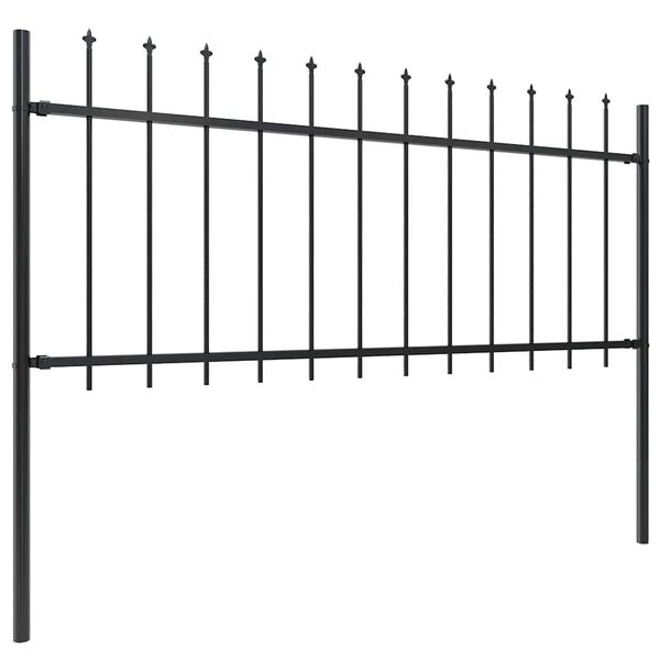 vidaXL Garden Fence with Spear Top Steel 1781.5x80 cm Black