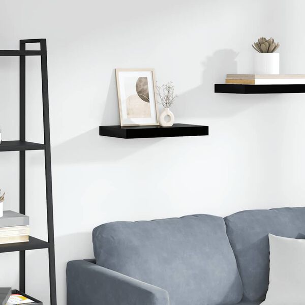 vidaXL Floating Wall Shelf High Gloss Black 40x23x3.8 cm MDF