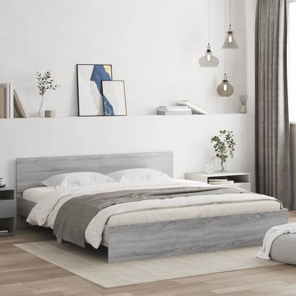 vidaXL Bed Frame without Mattress Grey Sonoma 160x200 cm