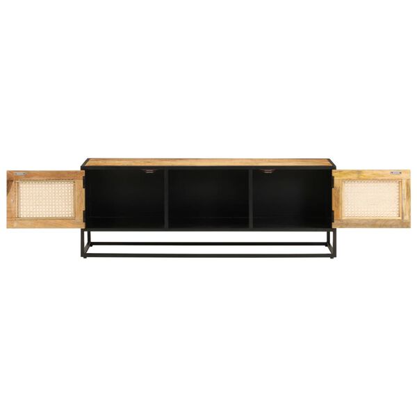 vidaXL TV Cabinet 110x30x40 cm Solid Rough Wood Mango&Iron