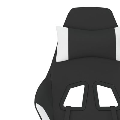 vidaXL Swivel Gaming Chair with Footrest Black and White Fabric