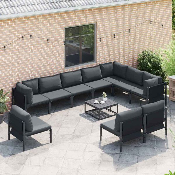 vidaXL Garden Sofa Set Anthracite Steel