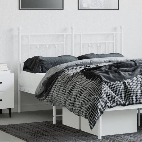 vidaXL Metal Headboard White 150 cm