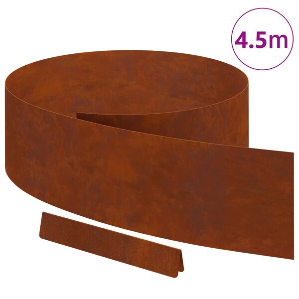 vidaXL Lawn Edging Rusty 450 x 0.05 x 20 cm Weathering Steel