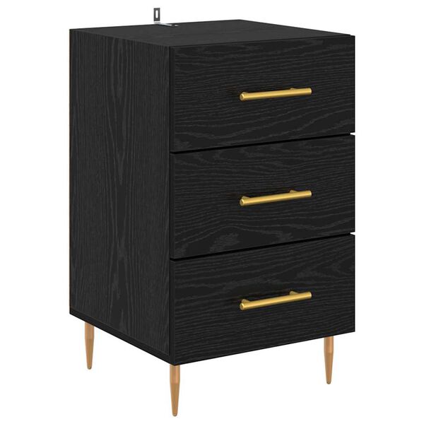 vidaXL Bedside Cabinet Black Oak 40 x 40 x 66 cm Engineered Wood