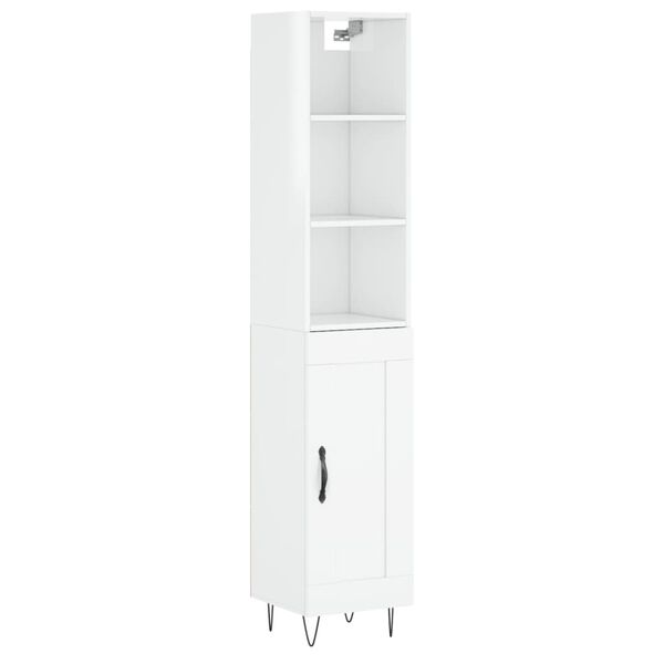 vidaXL Highboard High Gloss White 34.5x34x180 cm Engineered Wood