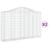 vidaXL Arched Gabion Baskets 2 pcs 200x30x120/140 cm Galvanised Iron