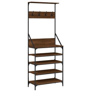 vidaXL Clothes Rack with Shoe Storage Brown Oak 70x34x184 cm
