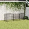vidaXL Dog Playpen 8 Panels Black Galvanised Steel