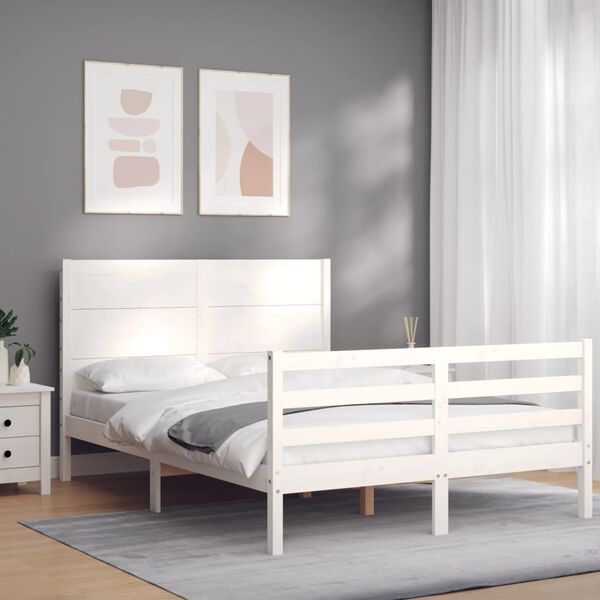 vidaXL Bed Frame without Mattress White 140x190 cm Solid Wood
