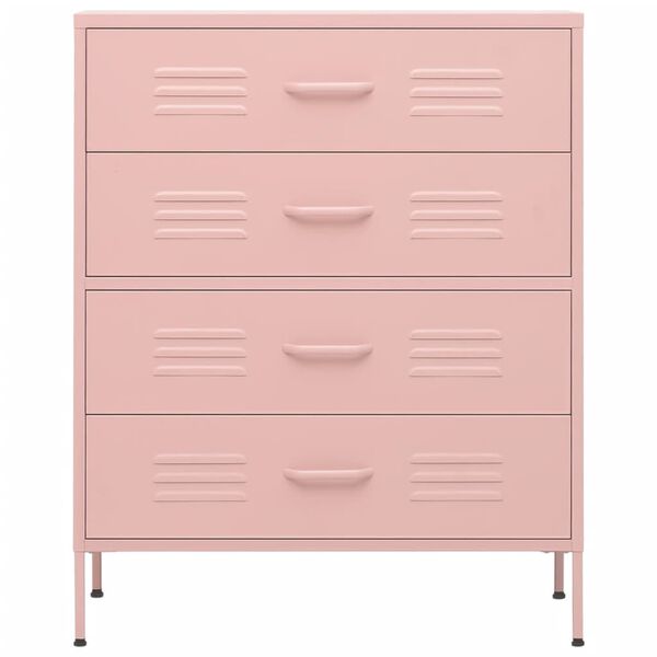 vidaXL Chest of Drawers Pink 80x35x101.5 cm Steel