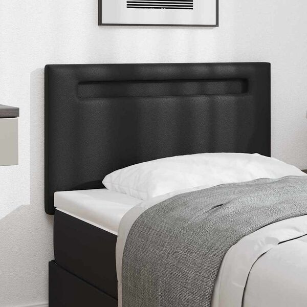 vidaXL LED Headboard Black 90 cm Faux Leather
