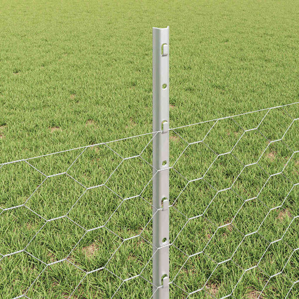 vidaXL Fence with Post Silver 0.5 x 100 m Steel