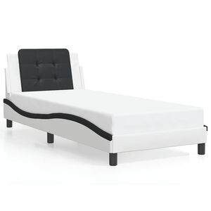 vidaXL Bed Frame without Mattress "Zadar" White and Black 80x200 cm Faux Leather