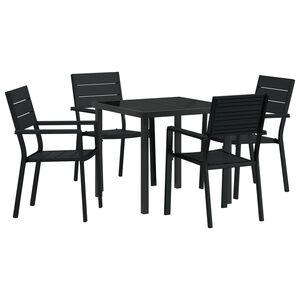vidaXL Garden Dining Set 5 pcs Black Powder-Coated Steel
