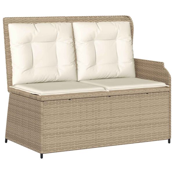 vidaXL Garden Bench with Cushion Beige Poly rattan