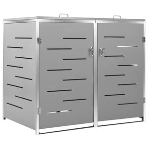 vidaXL Double Wheelie Bin Shed 138x77.5x112.5 cm Stainless Steel