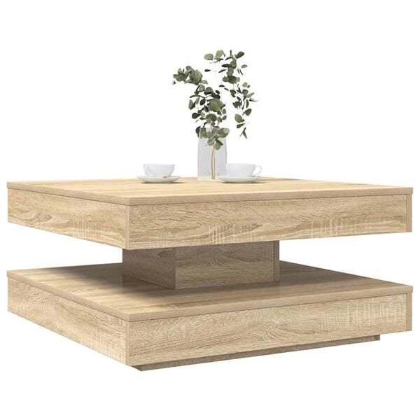 vidaXL Coffee Table 360-Degree Rotatable Sonoma Oak 70x70x34.5 cm