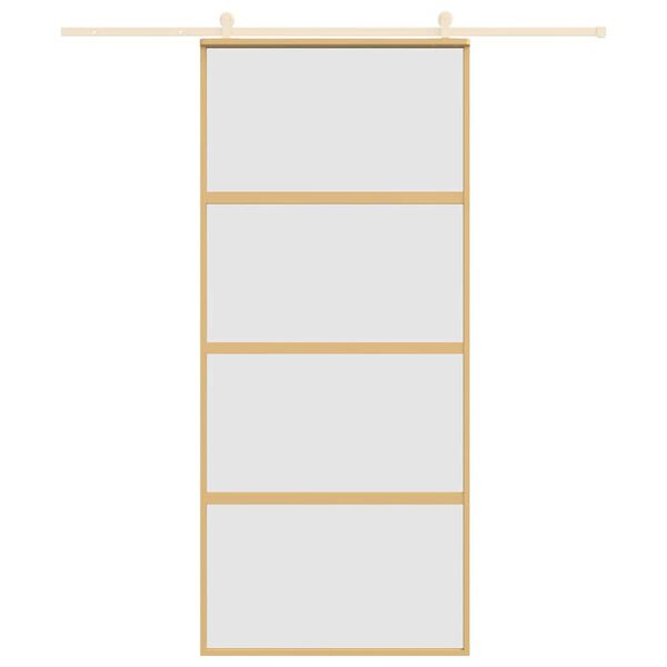 vidaXL Sliding Door Gold 90x205 cm Frosted ESG Glass and Aluminium