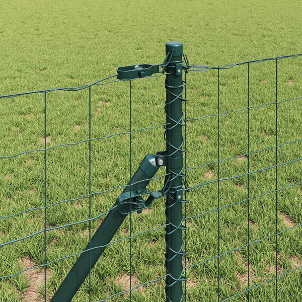vidaXL Fence with Post Green 0.8 x 10 m Steel and PVC