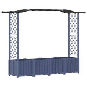 vidaXL Raised Bed with Trellis and Roof Grey 204 x 40 x 138 cm PP