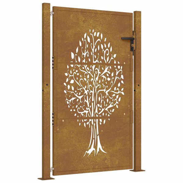 vidaXL Garden Gate 100x125 cm Corten Steel Tree Design