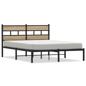 vidaXL Metal Bed Frame without Mattress Sonoma Oak 140x200 cm