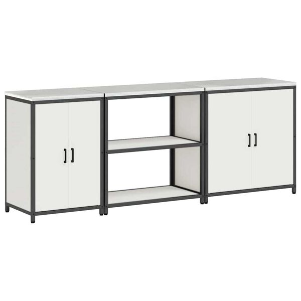 vidaXL Kitchen Storage Set with Shelf Other 3 pcs White Steel