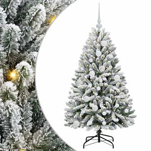 vidaXL Artificial Hinged Christmas Tree Green and White 120 cm