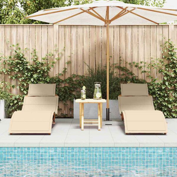 vidaXL Sun lounger 2 pcs Beige 184 x 55 x 64cm Solid Acacia wood