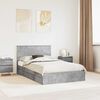 vidaXL Bed Frame Manual Concrete Grey 135 x 190 cm Engineered Wood
