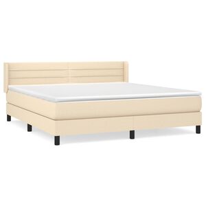 vidaXL Box Spring Bed with Mattress Cream 180x200 cm Fabric