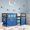 vidaXL Kids' Loft Bed with Curtains without Mattress Blue 80x200 cm