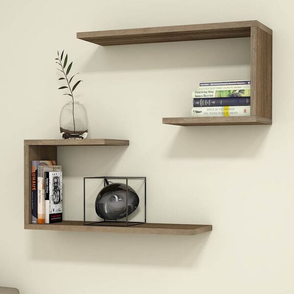 Homemania Wall Shelf Set J2 60x20x27 cm Walnut