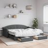 vidaXL Daybed with Trundle and Drawers Light Grey 90x190 cm Fabric