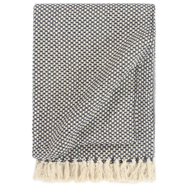vidaXL Throw Cotton 220x250 cm Navy Blue