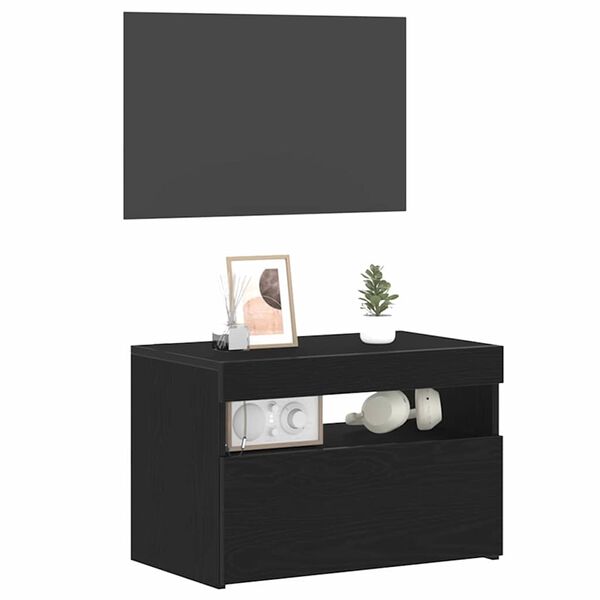 vidaXL Bedside Cabinet Black Oak 60 x 35 x 40 cm Engineered Wood