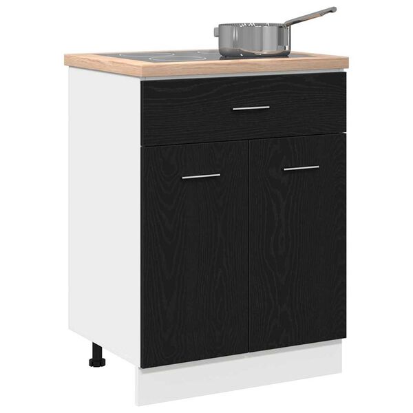 vidaXL Hanging Cabinet with Drawer Riga Black Oak 60 x 46 x 81.5 cm