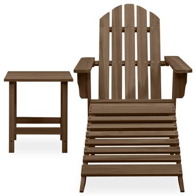 vidaXL Garden Adirondack Chair with Ottoman&Table Solid Fir Wood Brown