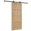 vidaXL Sliding Door Natural and Black 86 x 198.5 cm Solid Pine Wood