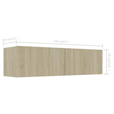 vidaXL TV Cabinet Sonoma Oak 120x30x30 cm Engineered Wood