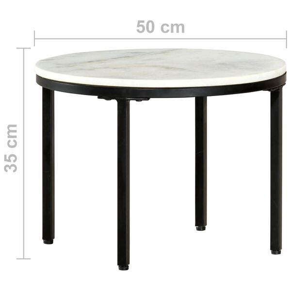 vidaXL Coffee Table White and Black &Oslash;50 cm Real Solid Marble