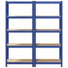 vidaXL 5-Layer Storage Shelves 2 pcs Blue Steel&Engineered Wood