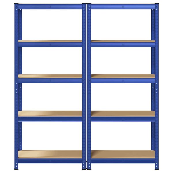 vidaXL 5-Layer Storage Shelves 2 pcs Blue Steel&Engineered Wood