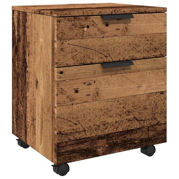vidaXL Mobile File Cabinet with Wheels Old Wood 45x38x54 cm Engineered Wood