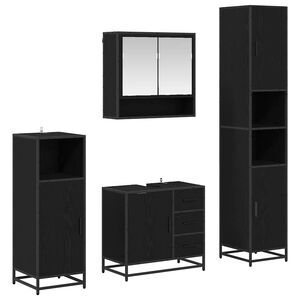vidaXL Bathroom Furniture Set 4 pcs Black Oak Engineered Wood