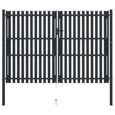 vidaXL Double Door Fence Gate Steel 306x250 cm Anthracite