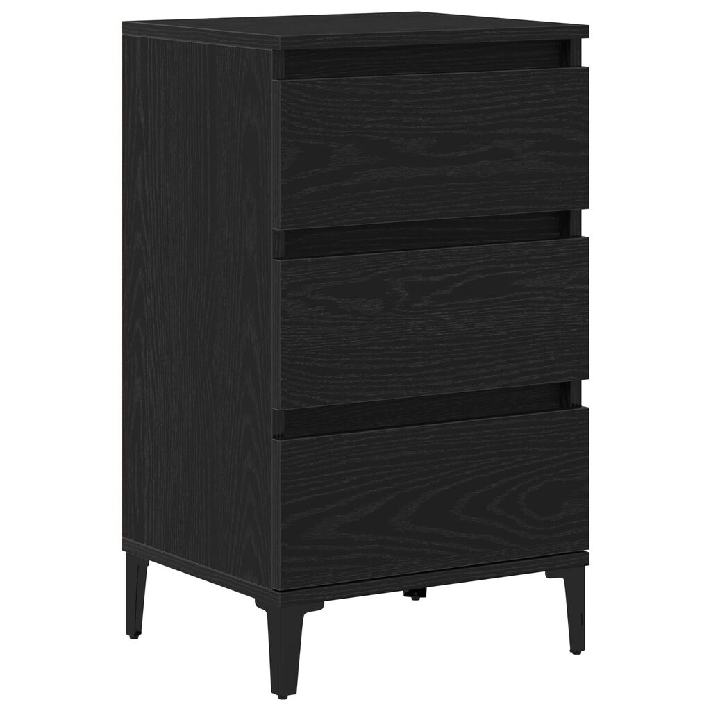 vidaXL Bedside Cabinet Black Oak 40x35x70 cm Engineered Wood